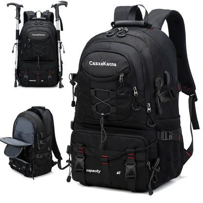 CASAKEMCA 10.57gal Lightweight Nylon Travel Backpack with USB Charging Port - Waterproof, Adjustable Straps, Multiple Compartments, Ideal for Hiking & Camping - Perfect Gift for Men & Women, Backpack for Travel