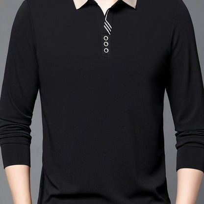 Camisa de manga comprida elástica leve masculina para golfe e uso casual