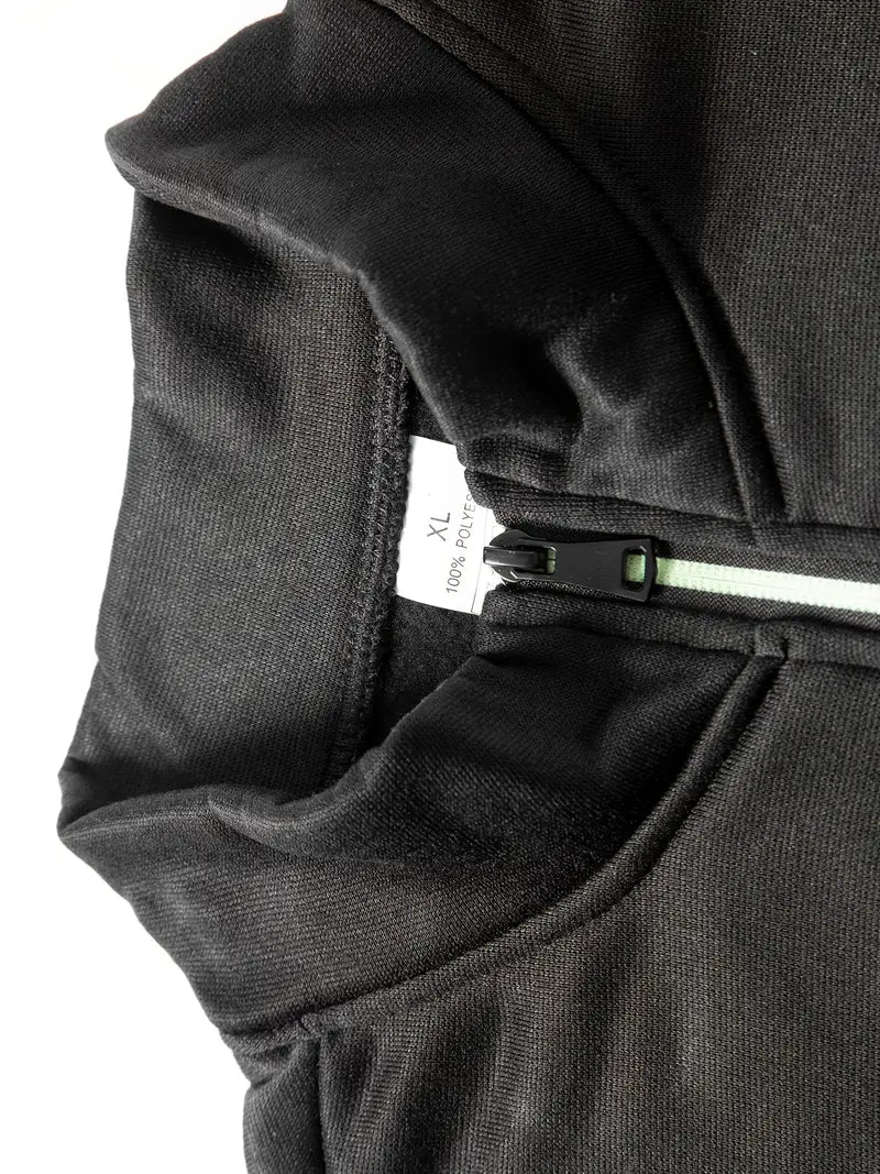 Moletom masculino com forro de lã e meio zíper - Pulôver quente e casual para outono e inverno