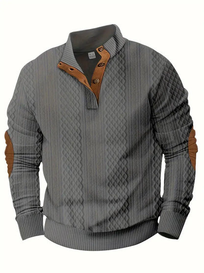 Lässiger Jacquard-Strickpullover mit Stehkragen für Herren