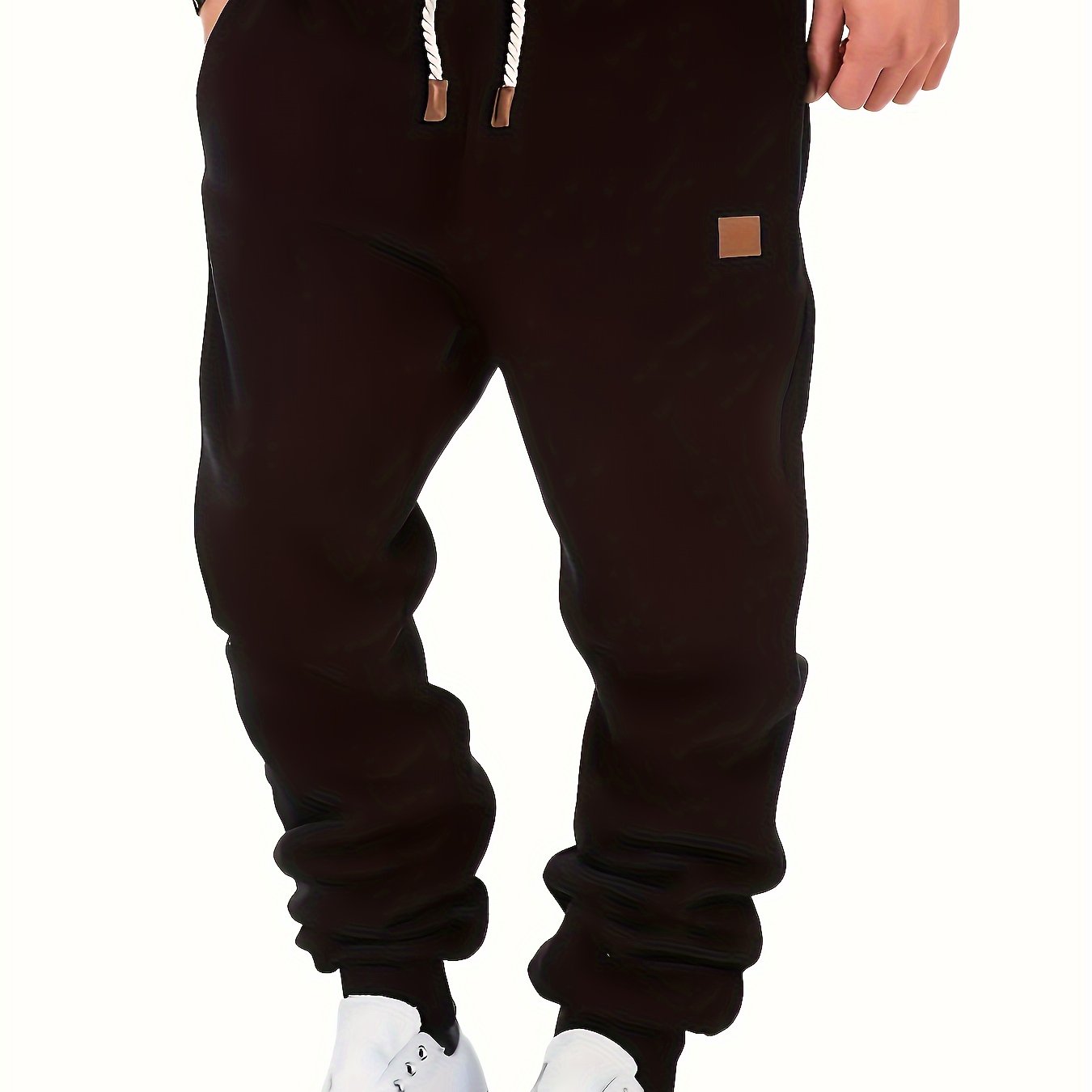 Calças de moletom masculinas com cordão, calças de moletom casuais com bolsos