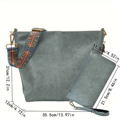 Bolsa Hobo com Alça Geométrica - Grande Capacidade, Retro Crossbody