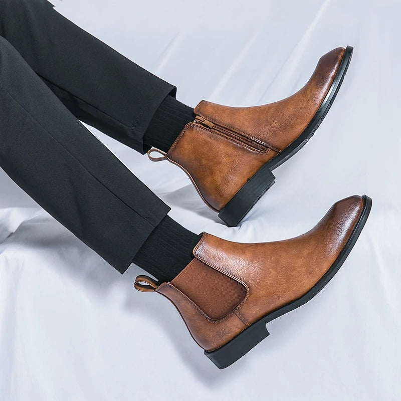 Nathan™ – Elegante Chelsea Boots aus Leder mit Reißverschluss