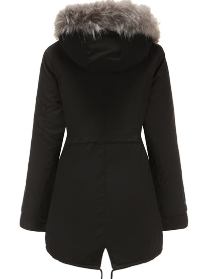 Olive Green Fleece-Lined Parka, Zip-Up Winter Coat