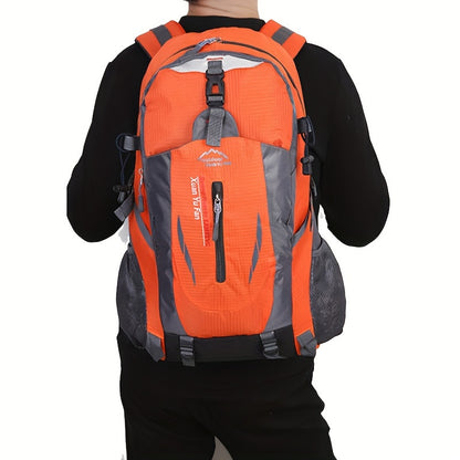 Universal Fit Nylon Hiking Backpack - 7.93-10.57gal Capacity, Non-Waterproof, Zip Closure, Alphabet Pattern, Sports Style for Climbing & Outdoor Activities