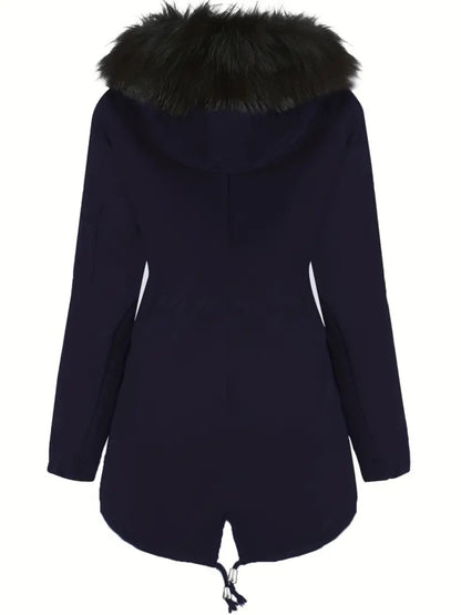 Olive Green Fleece-Lined Parka, Zip-Up Winter Coat