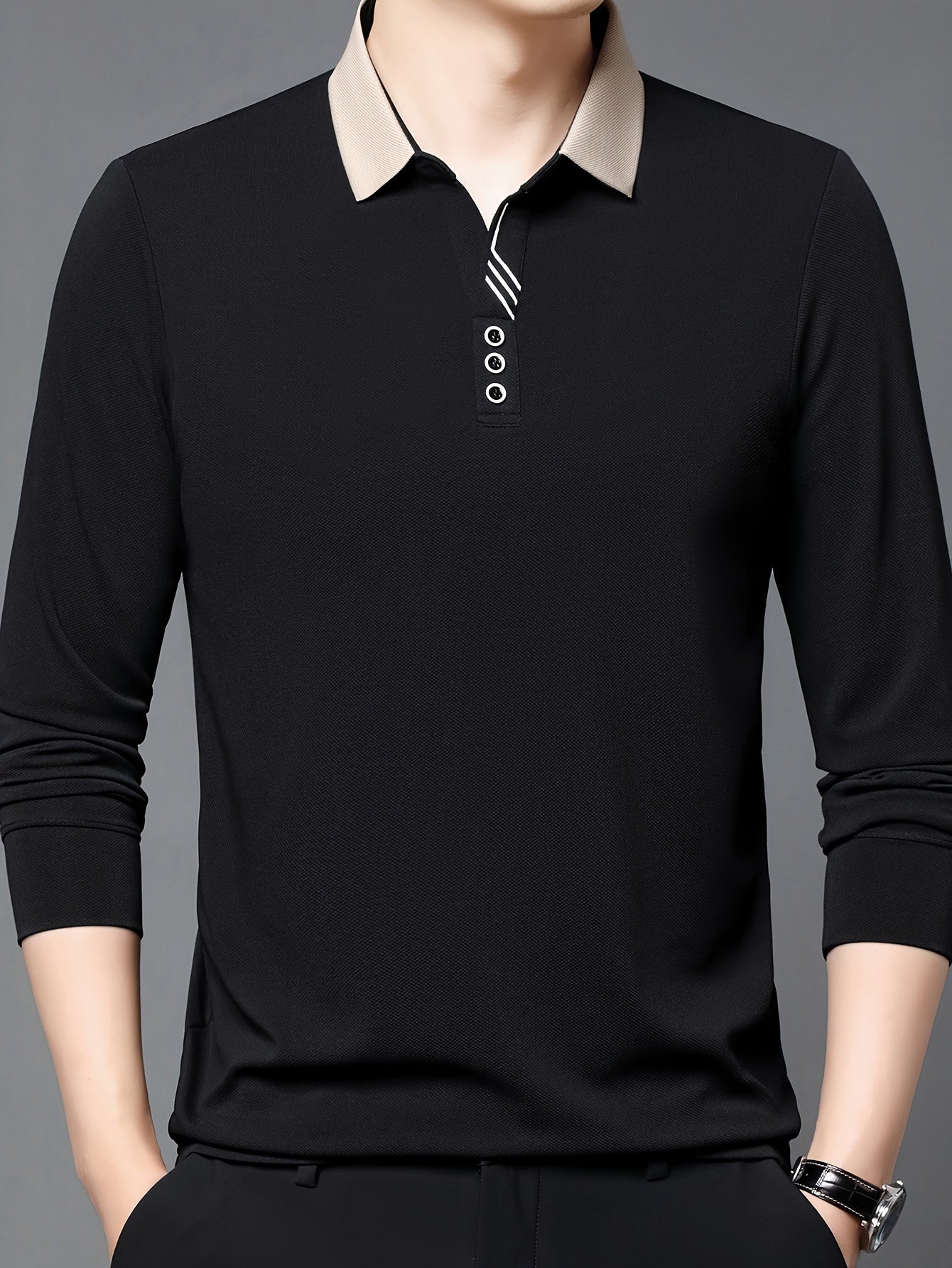 Camisa de manga comprida elástica leve masculina para golfe e uso casual