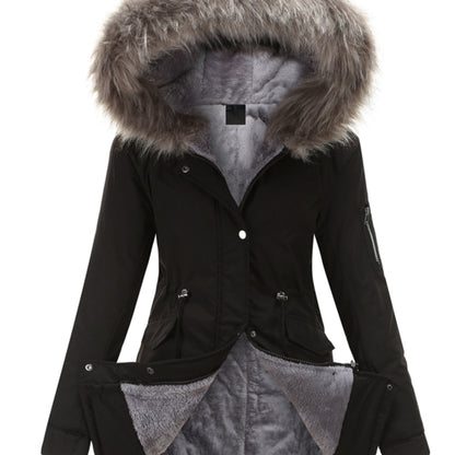 Olive Green Fleece-Lined Parka, Zip-Up Winter Coat