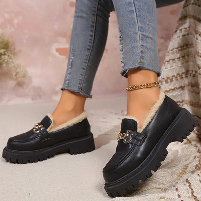 Ella™ – Warme, bequeme, klobige Loafer mit Fleecefutter