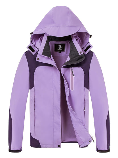Womens Waterproof Rain Jacket Lightweight Active Outdoor Raincoat With Removable Hood