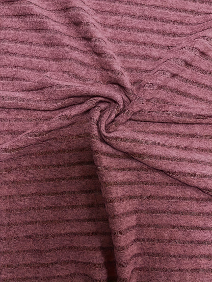Elegant Ribbed Crew Neck Top, Bishop Sleeves, Solid Color.