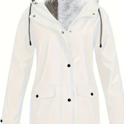 Casual Zip Hooded Puffer Jacket, Waterproof, Warm Outerwear