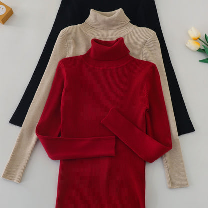Turtleneck 3-Pack Sweaters - Casual Solid Color Long Sleeve for Fall & Winter
