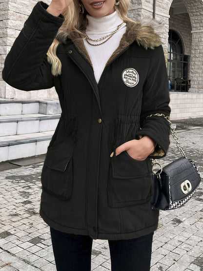 Women's Long Parka Jacket, Warm with Pockets