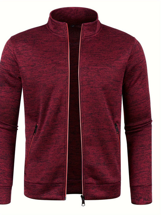 Cardigan masculino com zíper, suéter casual para outono/inverno