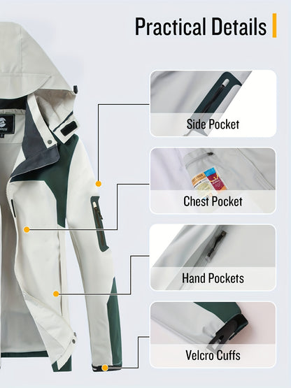 Womens Waterproof Rain Jacket Lightweight Active Outdoor Raincoat With Removable Hood