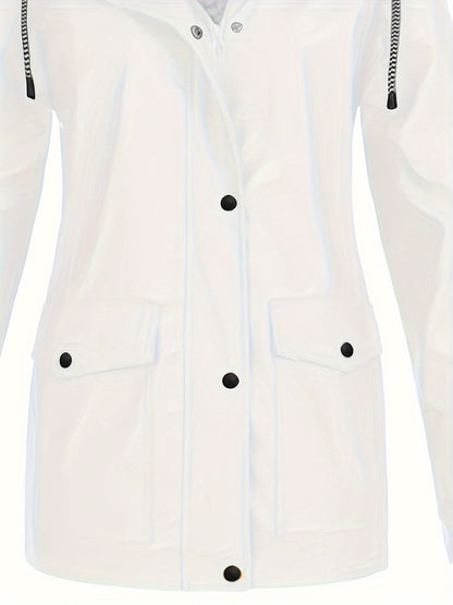 Damen-Windjacke mit Fleecefutter und Kapuze – wasserdichte, lässige Langarmjacke für Herbst/Winter