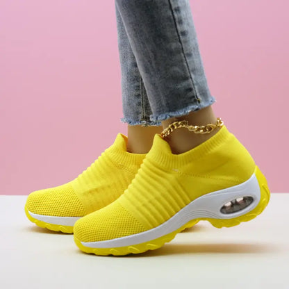 Strick-Sneaker für Damen – atmungsaktiv, zum Hineinschlüpfen, mit Luftpolster, bequem zum Laufen und Gehen