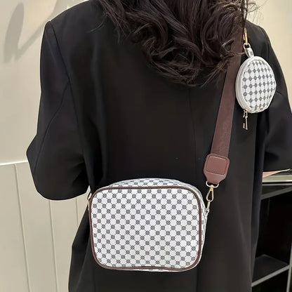 Conjunto de bolsa geométrica crossbody - Mini bolsa com porta-moedas, couro sintético 