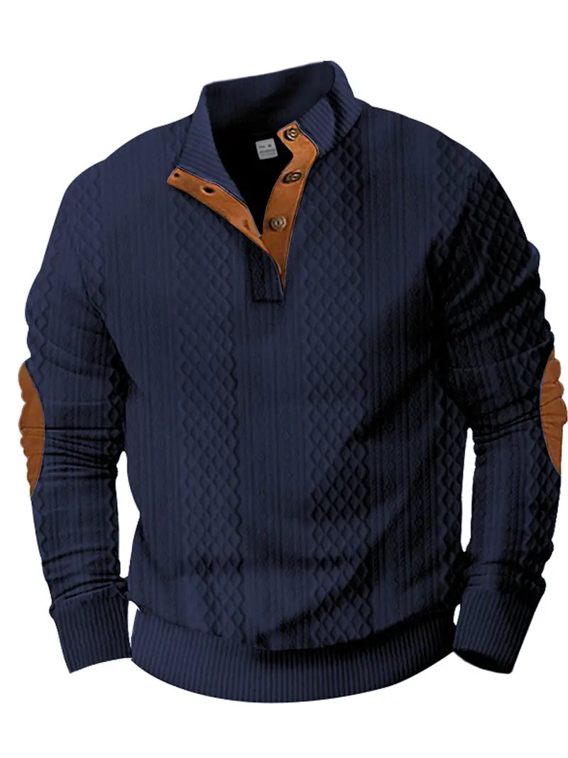Lässiger Jacquard-Strickpullover mit Stehkragen für Herren