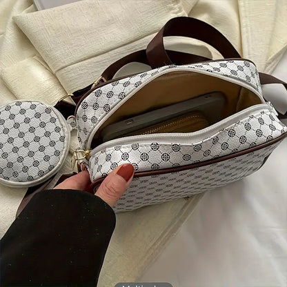 Conjunto de bolsa geométrica crossbody - Mini bolsa com porta-moedas, couro sintético 