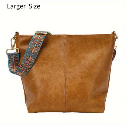 Bolsa Hobo com Alça Geométrica - Grande Capacidade, Retro Crossbody