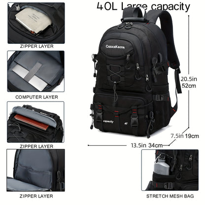 CASAKEMCA 10.57gal Lightweight Nylon Travel Backpack with USB Charging Port - Waterproof, Adjustable Straps, Multiple Compartments, Ideal for Hiking & Camping - Perfect Gift for Men & Women, Backpack for Travel