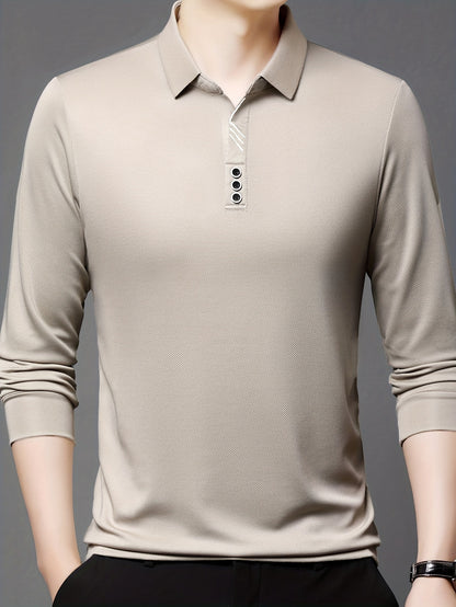 Camisa de manga comprida elástica leve masculina para golfe e uso casual
