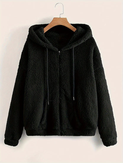 Plaid Hooded Zipper Coat, Casual Fall/Winter Outerwear