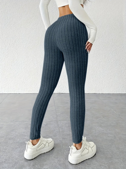 Einfarbige Leggings mit Kordelzug – lässig, dehnbar und eng anliegend für den Alltag