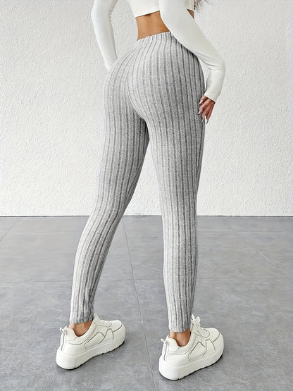 Einfarbige Leggings mit Kordelzug – lässig, dehnbar und eng anliegend für den Alltag