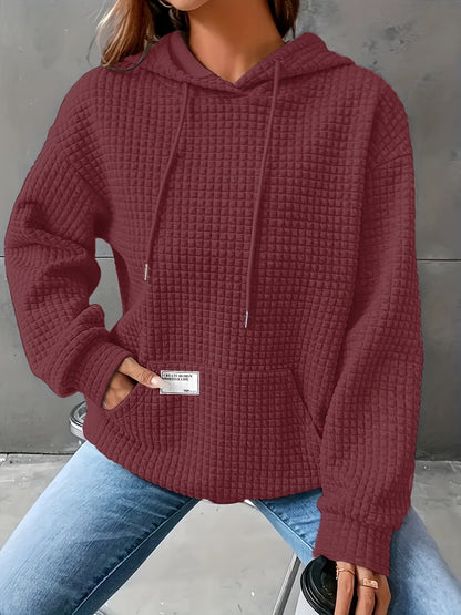 Cozy Waffle Knit Hoodie, Women's Long Sleeve Pullover for Fall/Winter.