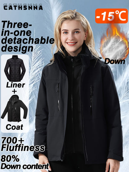 Women'S Warm Casual Jacket Liner Can Be Worn Alone Waterproof Windproof Outdoor Sports Three-in-one Rushing Jacket