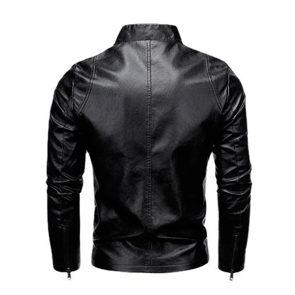 Carter™ - Jaqueta de couro com zíper e gola alta slim fit