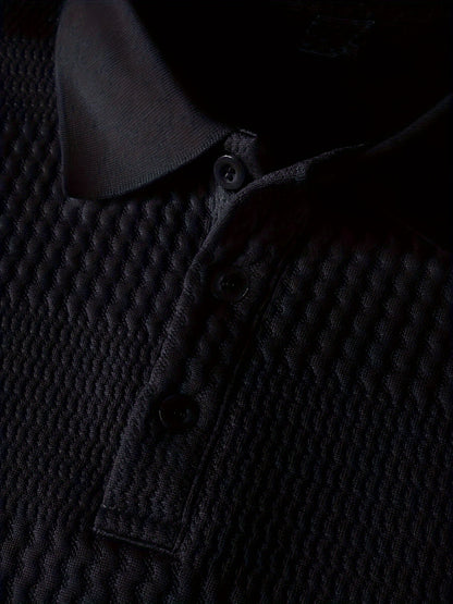 Men's Solid Long Sleeve Button-Up Shirt, Polyester-Spandex Blend