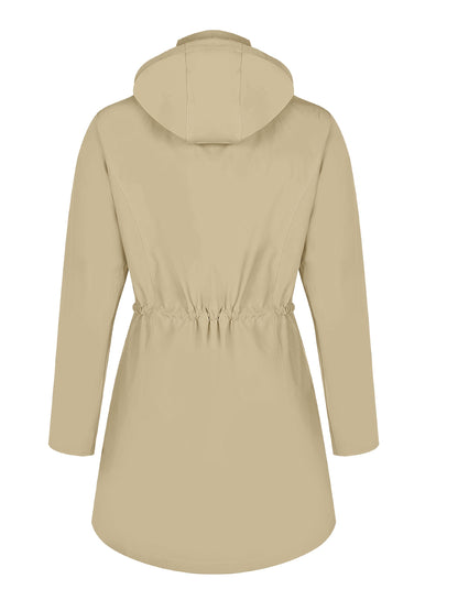 Women'S Lightweight Waterproof Rain Jacket with Hood - Casual Long Sleeve Windbreaker, Lightweight Trench Coat for Outdoor Use, Hooded Windbreaker