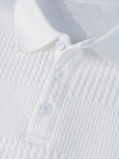 Men's Solid Long Sleeve Button-Up Shirt, Polyester-Spandex Blend