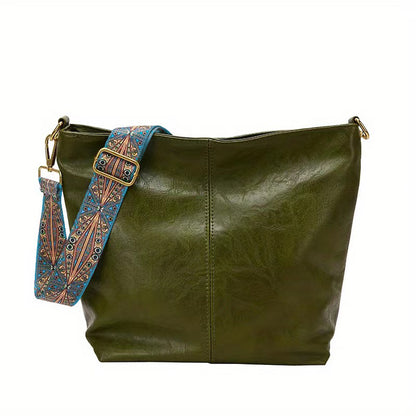 Bolsa Hobo com Alça Geométrica - Grande Capacidade, Retro Crossbody