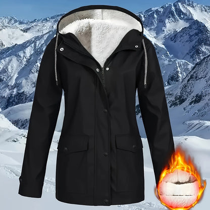 Casual Zip Hooded Puffer Jacket, Waterproof, Warm Outerwear