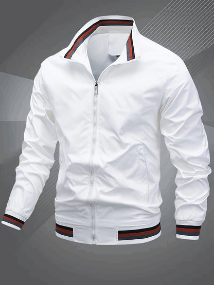 Klassische Bomberjacke mit Baseballkragen für Herren, Windbreaker für Frühling/Herbst