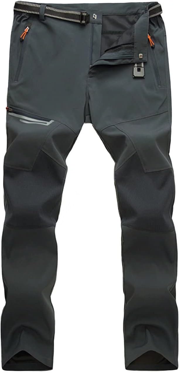 Calças de caminhada masculinas, de secagem rápida, resistentes à água, leves, para trabalho ao ar livre, com bolsos com zíper