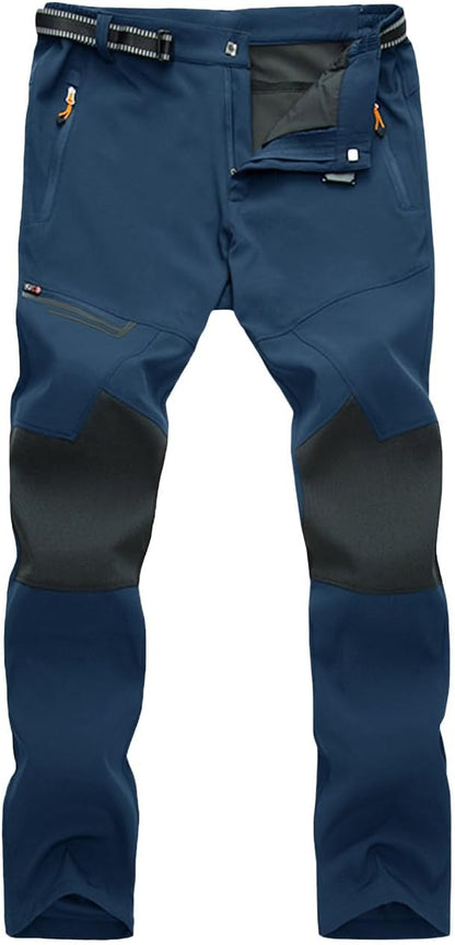 Calças de caminhada masculinas, de secagem rápida, resistentes à água, leves, para trabalho ao ar livre, com bolsos com zíper