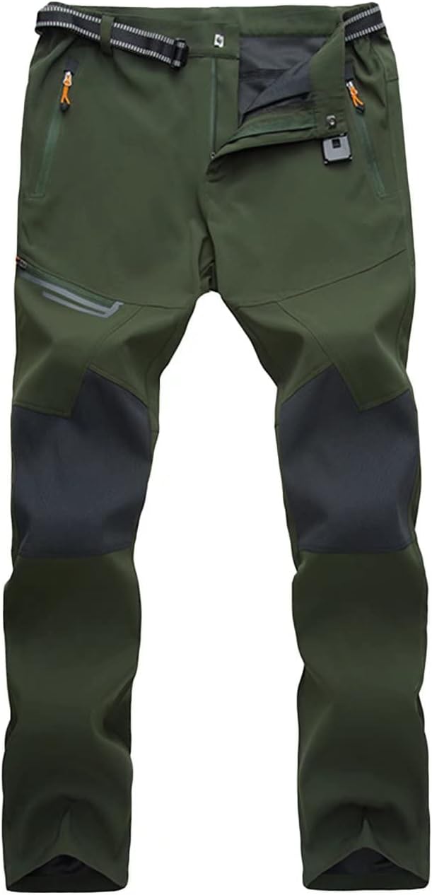 Calças de caminhada masculinas, de secagem rápida, resistentes à água, leves, para trabalho ao ar livre, com bolsos com zíper