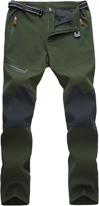 Calças de caminhada masculinas, de secagem rápida, resistentes à água, leves, para trabalho ao ar livre, com bolsos com zíper