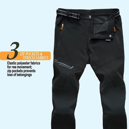 Calças de caminhada masculinas, de secagem rápida, resistentes à água, leves, para trabalho ao ar livre, com bolsos com zíper