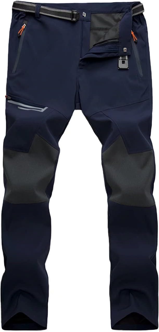 Calças de caminhada masculinas, de secagem rápida, resistentes à água, leves, para trabalho ao ar livre, com bolsos com zíper