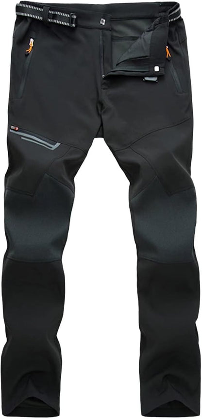 Calças de caminhada masculinas, de secagem rápida, resistentes à água, leves, para trabalho ao ar livre, com bolsos com zíper