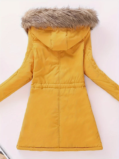 Winter Hooded Fleece Jacket, Zip-Up with Fur Collar