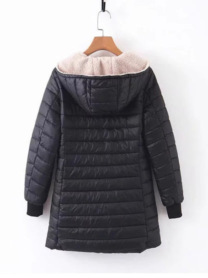 Women's Casual Puffer Coat, Lightweight Hooded Zip-Up Winter Jacket