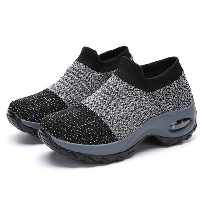 Strick-Sneaker für Damen – atmungsaktiv, zum Hineinschlüpfen, mit Luftpolster, bequem zum Laufen und Gehen